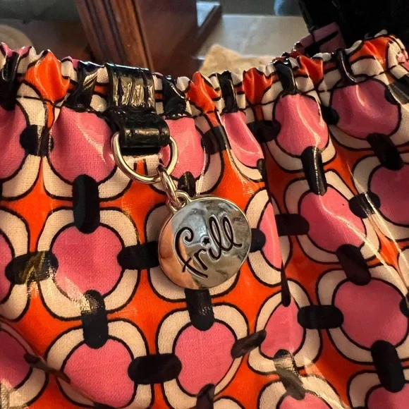 VERA BRADLEY Frill Loves Me Tippy Tie Mini Bag Vinyl/Patent Pink Orange Navy - Picture 2 of 6